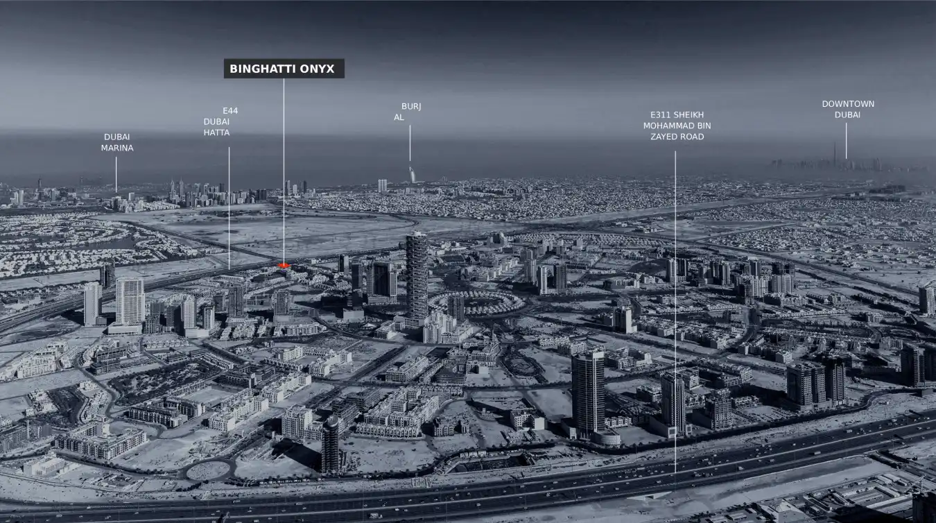Binghatti Onyx location map pin, Property Off plan,