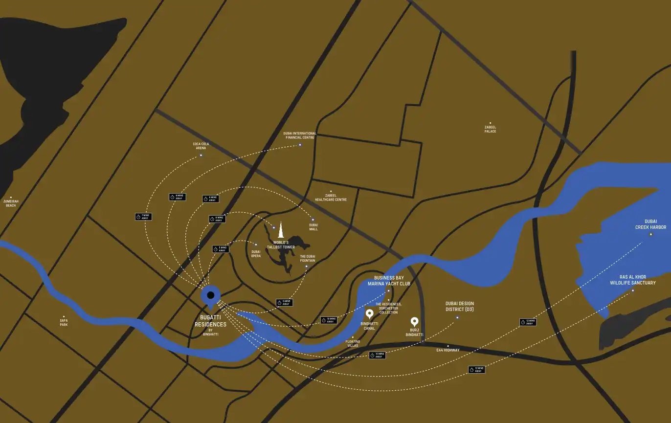 Bugatti Residences by Binghatti location google map, Property Off plan,
