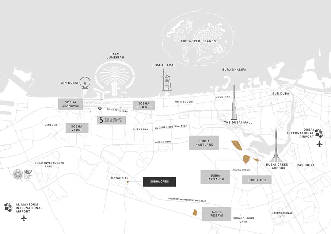 Sobha Orbis in Dubai Map, Property Off plan,